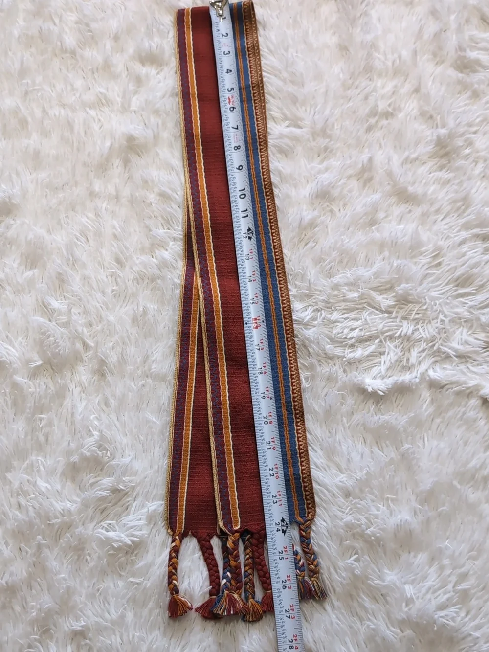 80s Vintage Christian Dior Hand Loomed French Ceintures Striped Sash Tassel Belt - Picture 10 of 11